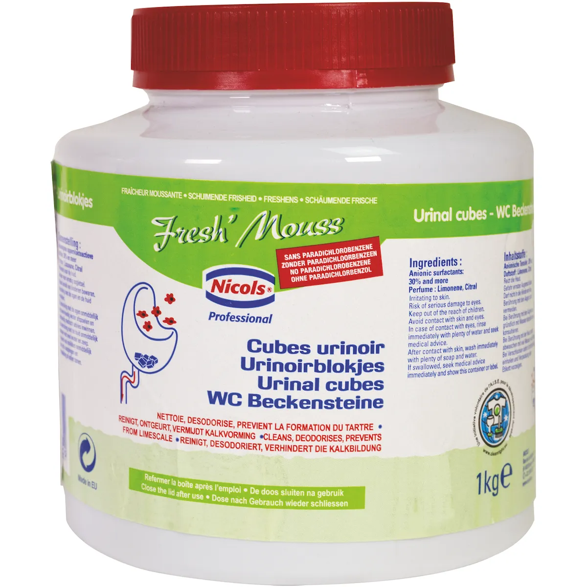 CUBES URINOIR DÉSODORISANT ANTI-TARTRE FRESH'MOUSS - BOITE DE 1KG