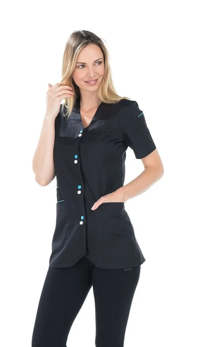 TUNIQUE MAELLE NOIR/BLANC/TURQUOISE