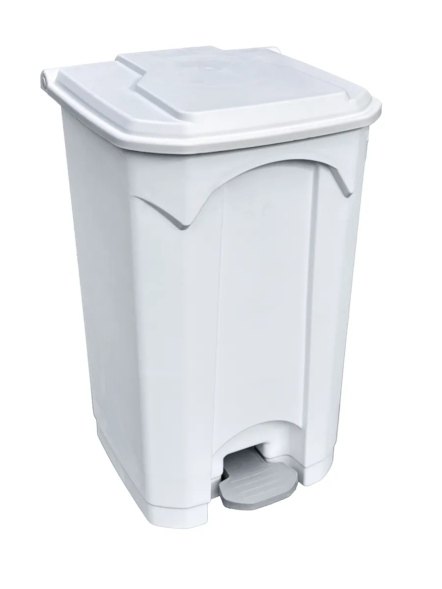 POUBELLE PEDALE STRONGLY 45L BLANCHE + COUVERCLE BLANC NON ASSEMBLEE