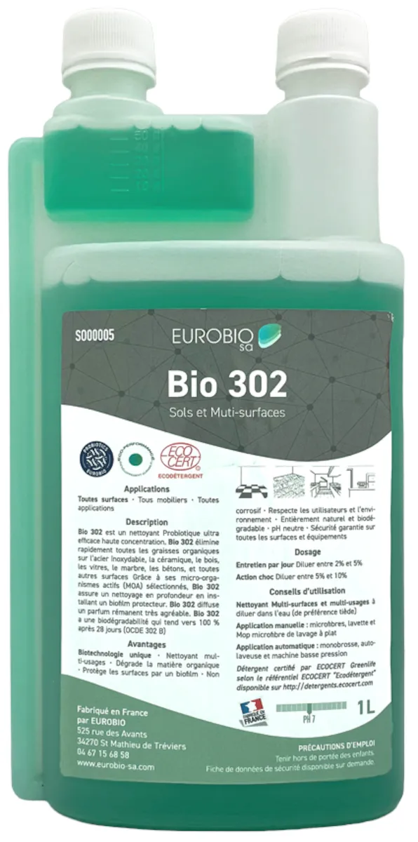 SOLS ET MULTI SURFACES 302 PROBIOTIQUES - BIDON DE 1L