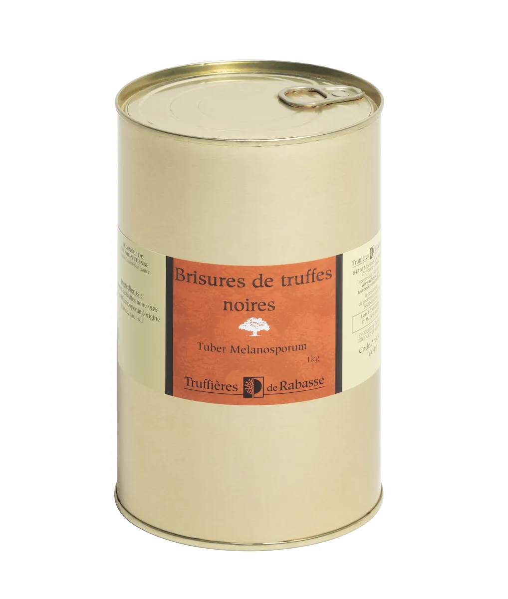 BRISURES DE TRUFFES NOIRES TUBER MELANOSPORUM 1-3MM EGOUTTE 1KG BOITE