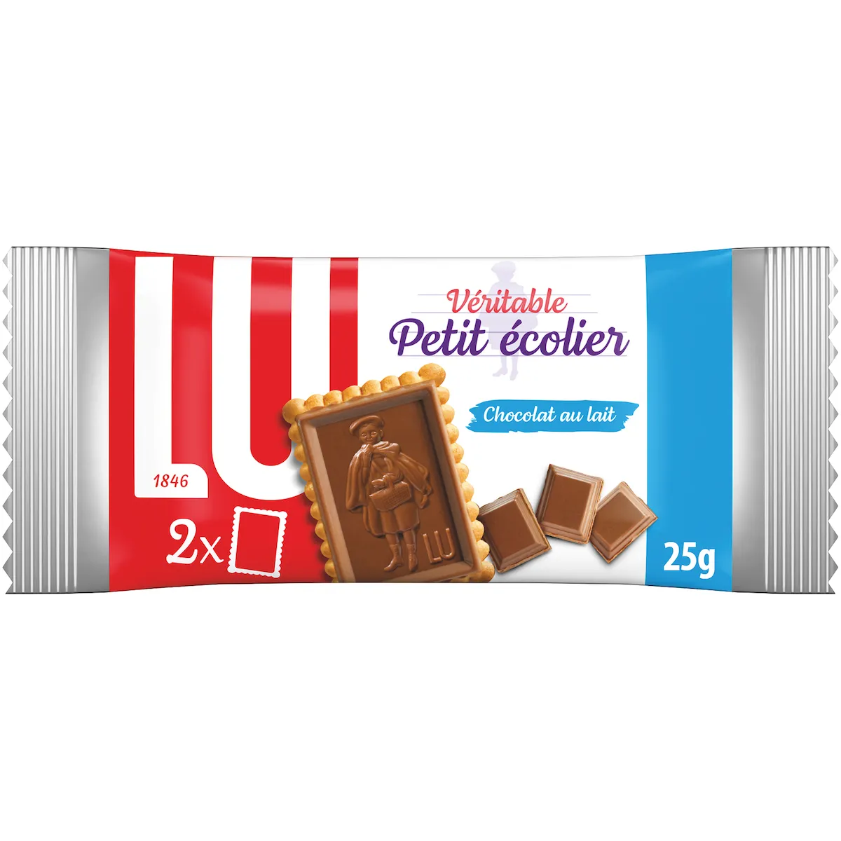 PETIT ECOLIER CHOCOLAT AU LAIT  -COLIS DE 110 LOTS - LE LOT DE 2 DE 25G
