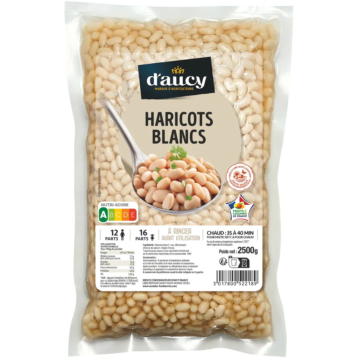HARICOTS BLANCS HVE POCHE DE 2,5KG