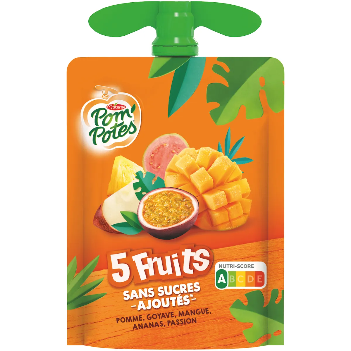 POM'POTES POMME 5 FRUITS EXOTIQUE SSA GOURDE 90G COLIS DE 48 PIECES