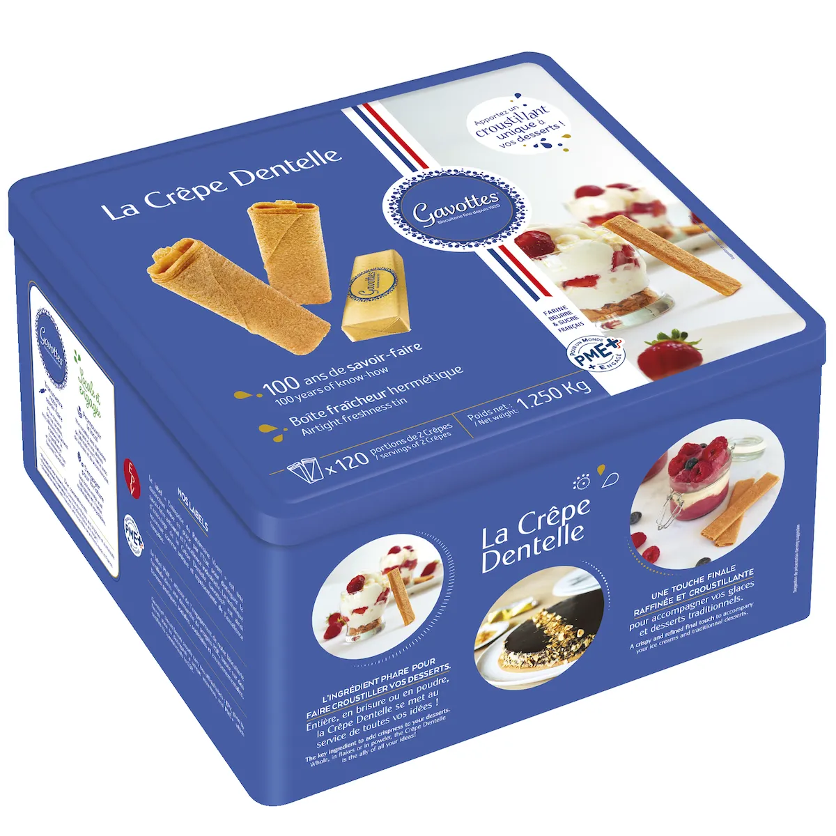 CREPE DENTELLE NATURE BOITE METAL 120 PORTIONS DE 2