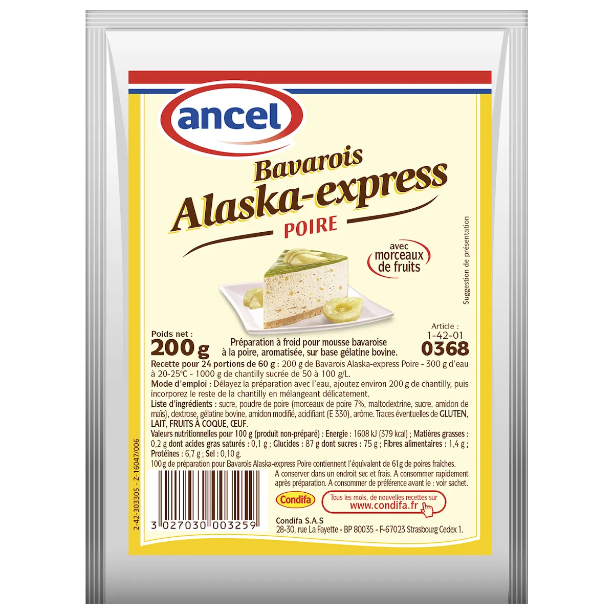 PREPARATIONS POUR BAVAROIS  / ALASKA-EXPRESS POIRE SACHET 200G