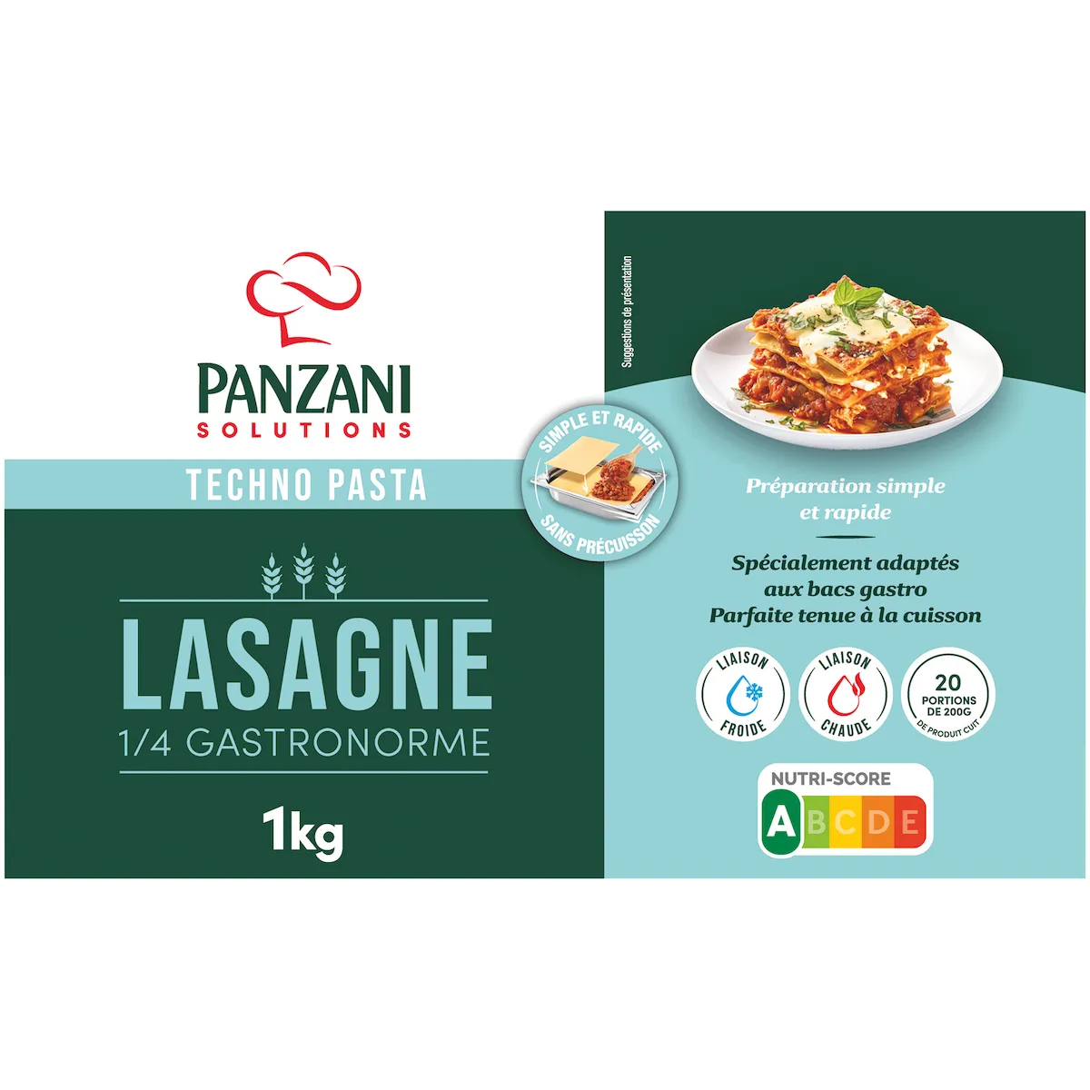 LASAGNES 1/4 GASTRONORME 1 KG
