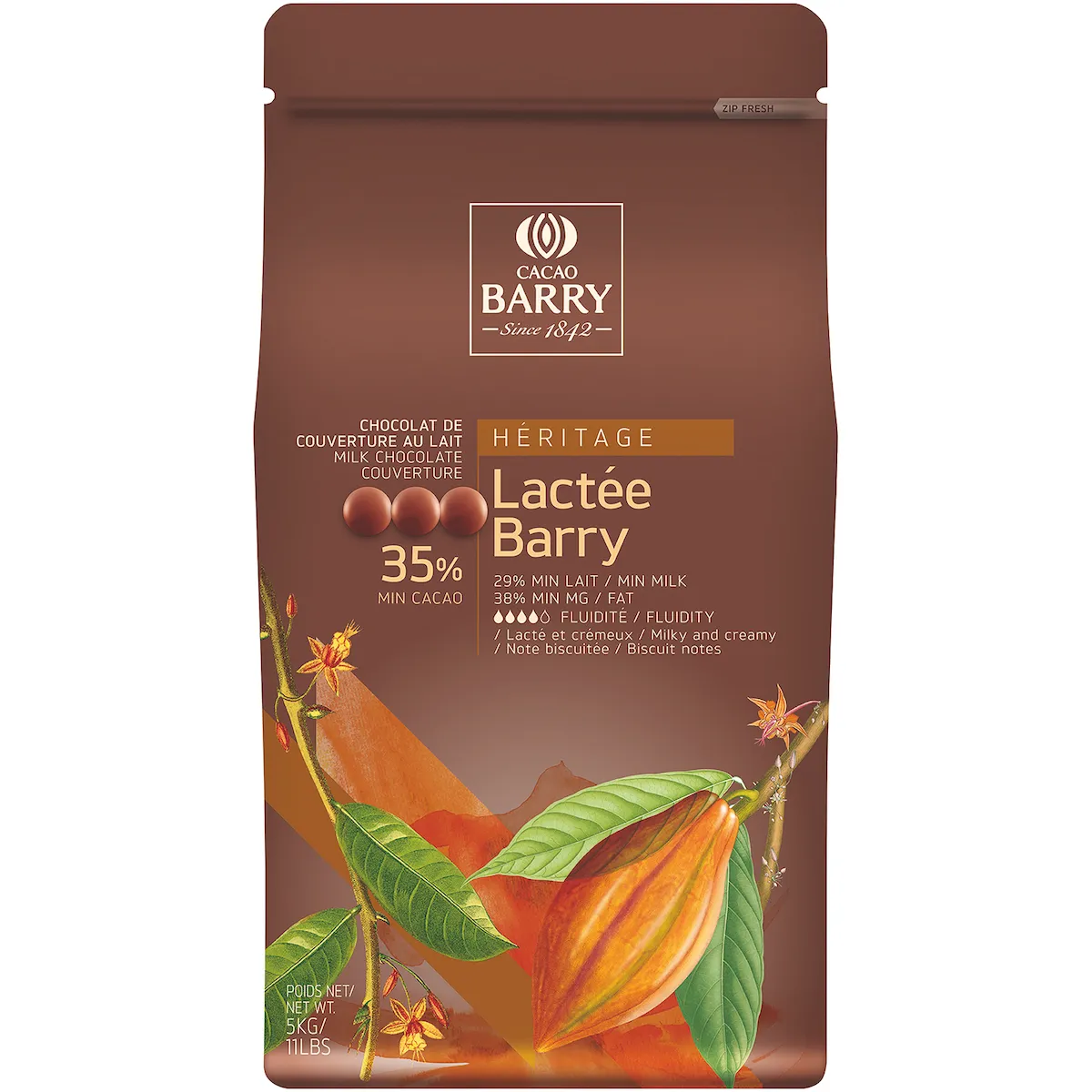 LACTEE BARRY (CACAO 35,3%) PISTOLES SAC 5KG