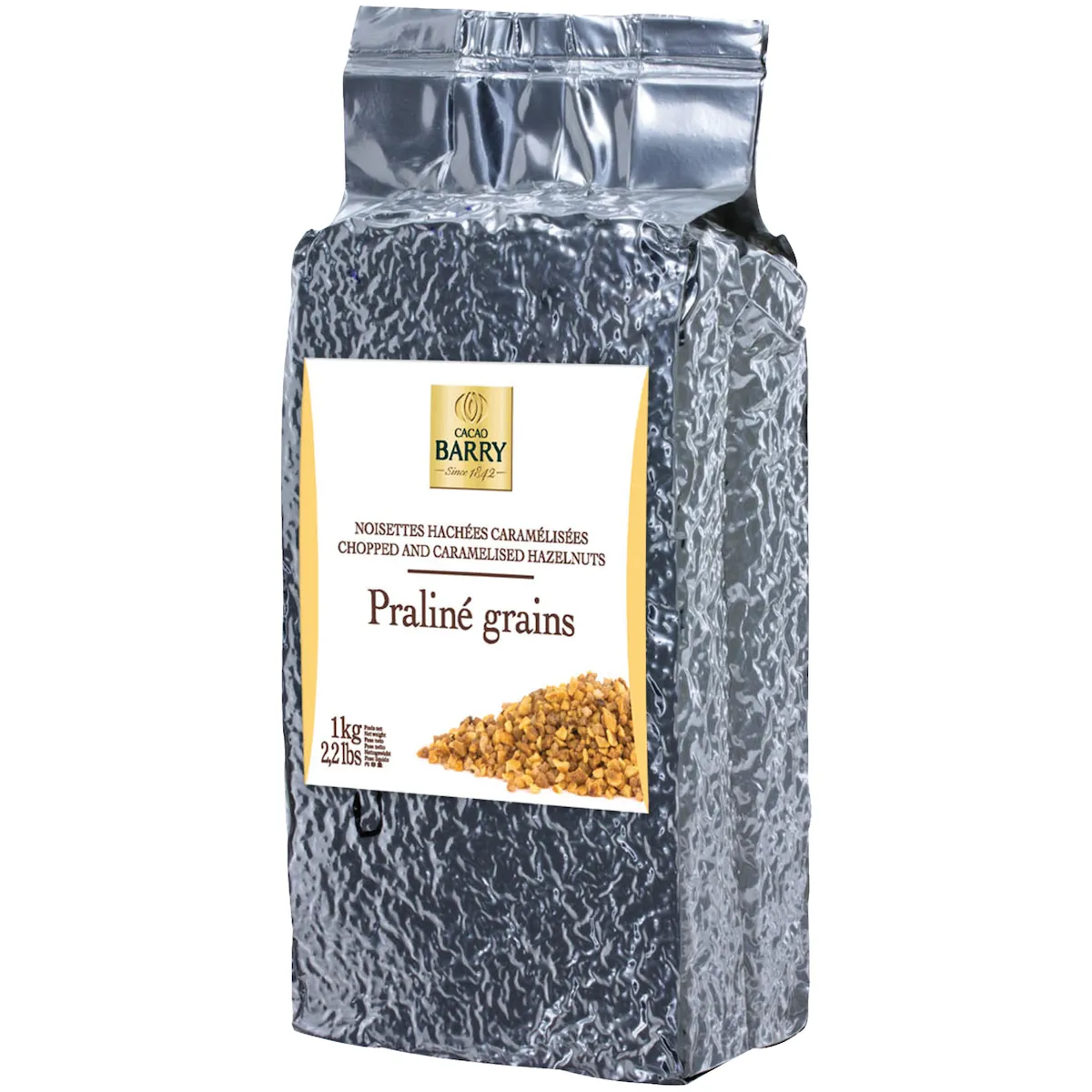 PRALINE GRAINS NOISETTES (50% NOISETTES CROQUANTES CARAMELISEES) SAC SS VIDE 1KG