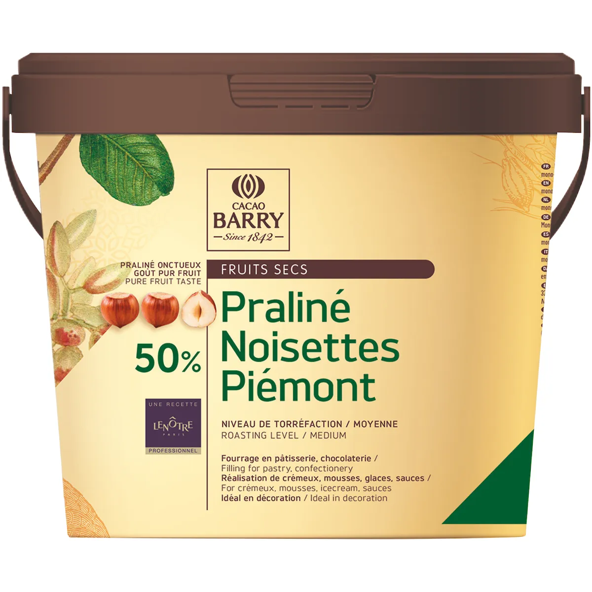 PRALINE GOUT PUR FRUIT NOISETTES PIEMONT LENOTRE 50% SEAU 5KG