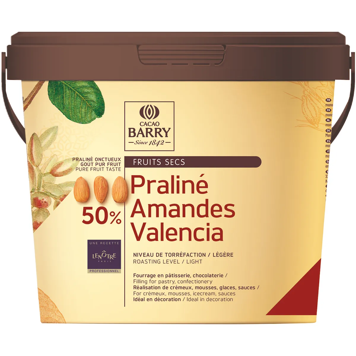 PRALINE GOUT PUR FRUIT AMANDES VALENCIA 50% SEAU 5KG