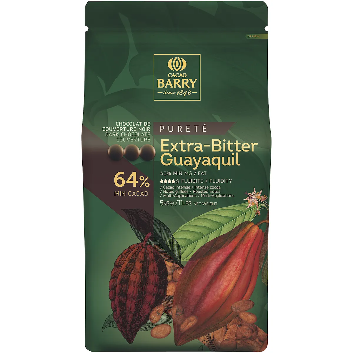 EXTRA BITTER GUAYAQUIL (CACAO 64%) PISTOLES SAC 5KG