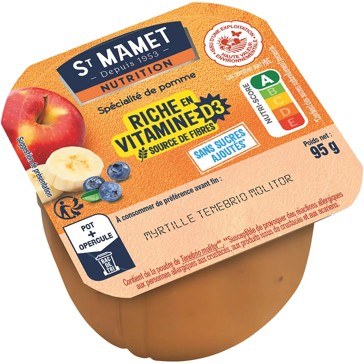 SPECIALITES POMME MYRTILLE HVE RICHE VIT D 95G X48