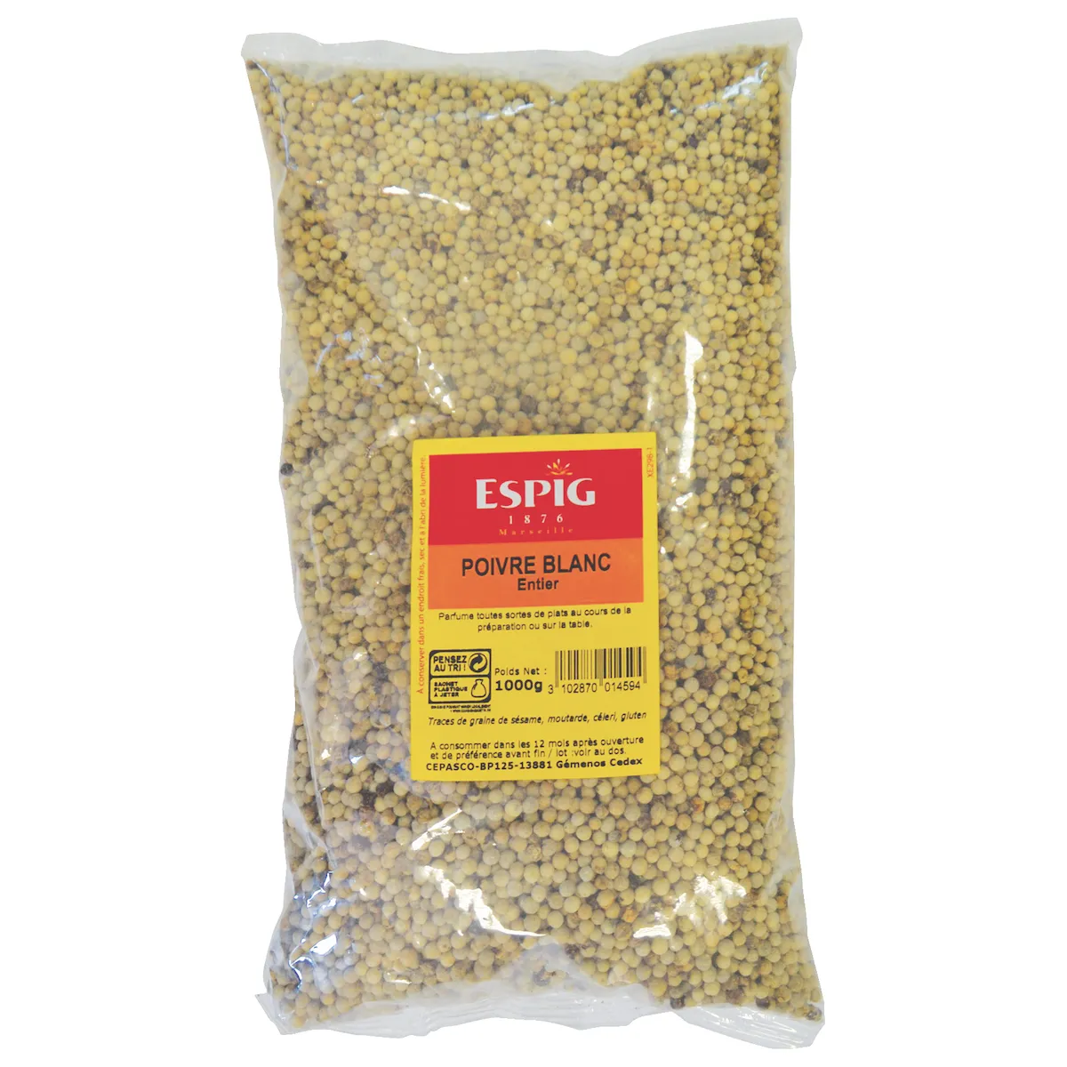 POIVRE BLANC GRAINS - 1KG