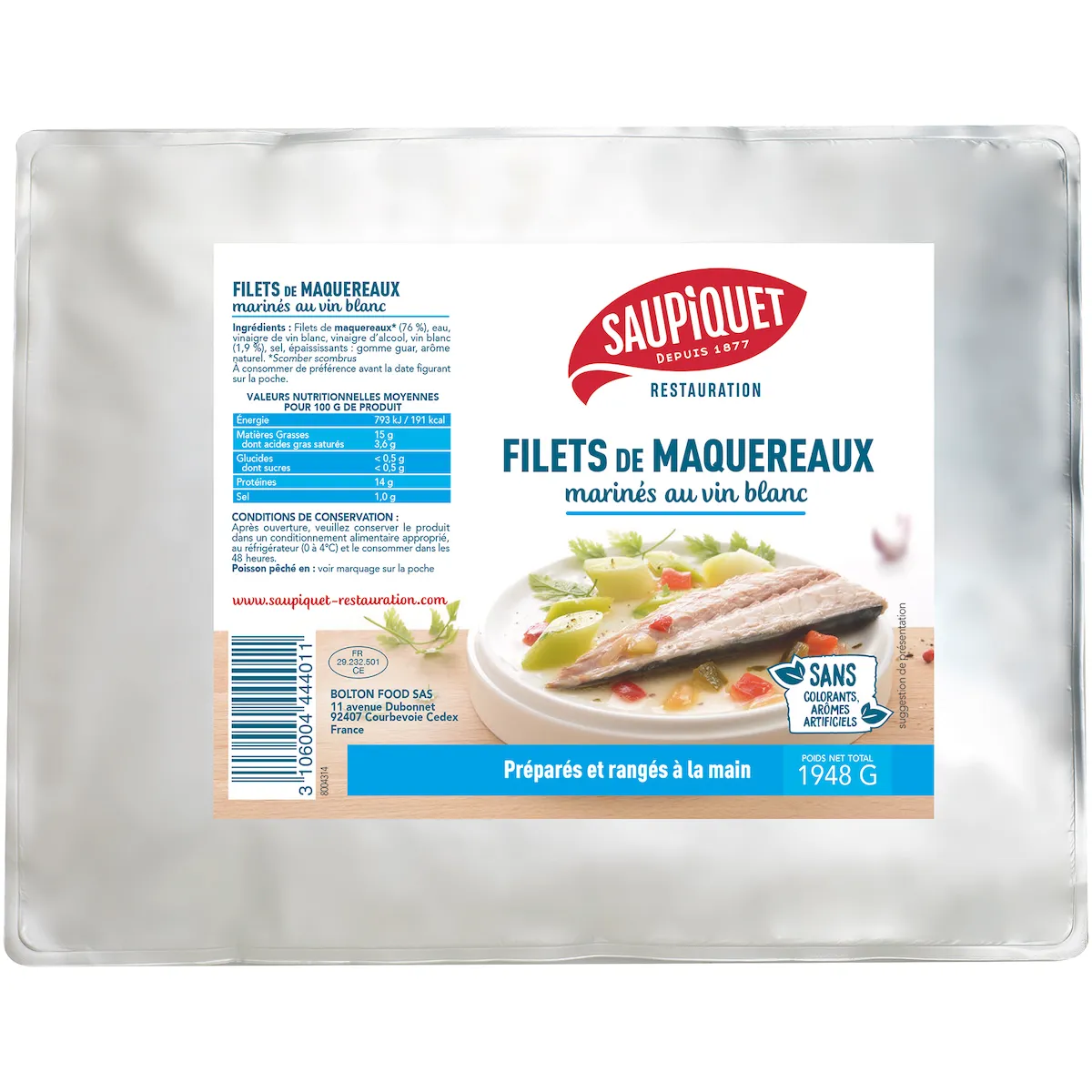 FILETS DE MAQUEREAUX MARINES AU VIN BLANC POCHE 3/1
