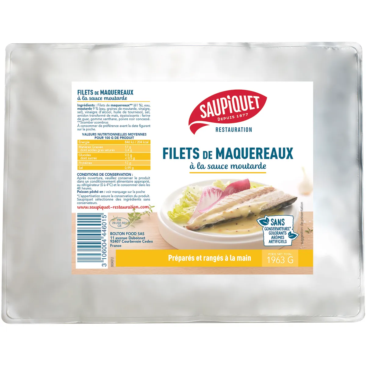FILETS DE MAQUEREAUX A LA SAUCE MOUTARDE POCHE 3/1