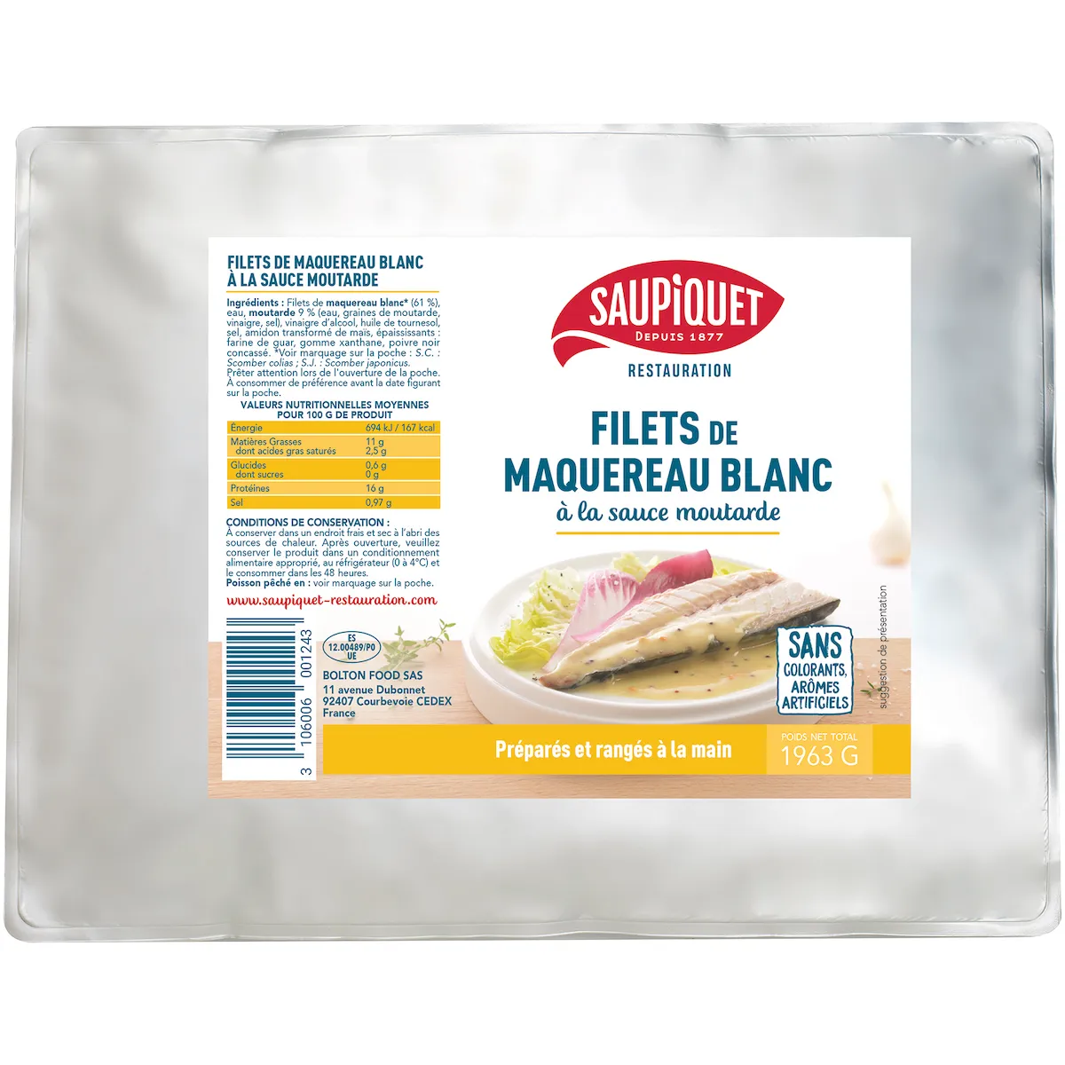 FILETS DE MAQUEREAUX BLANC A LA MOUTARDE POCHE 3/1
