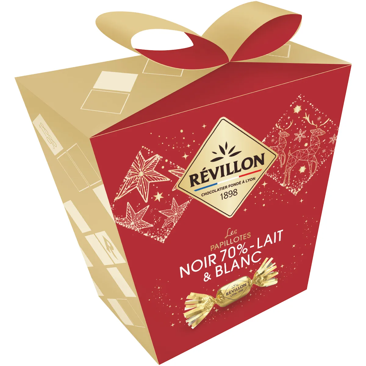 POCHETTE CADEAU NOIR 70 %, LAIT BLANC  SACHET 300 G