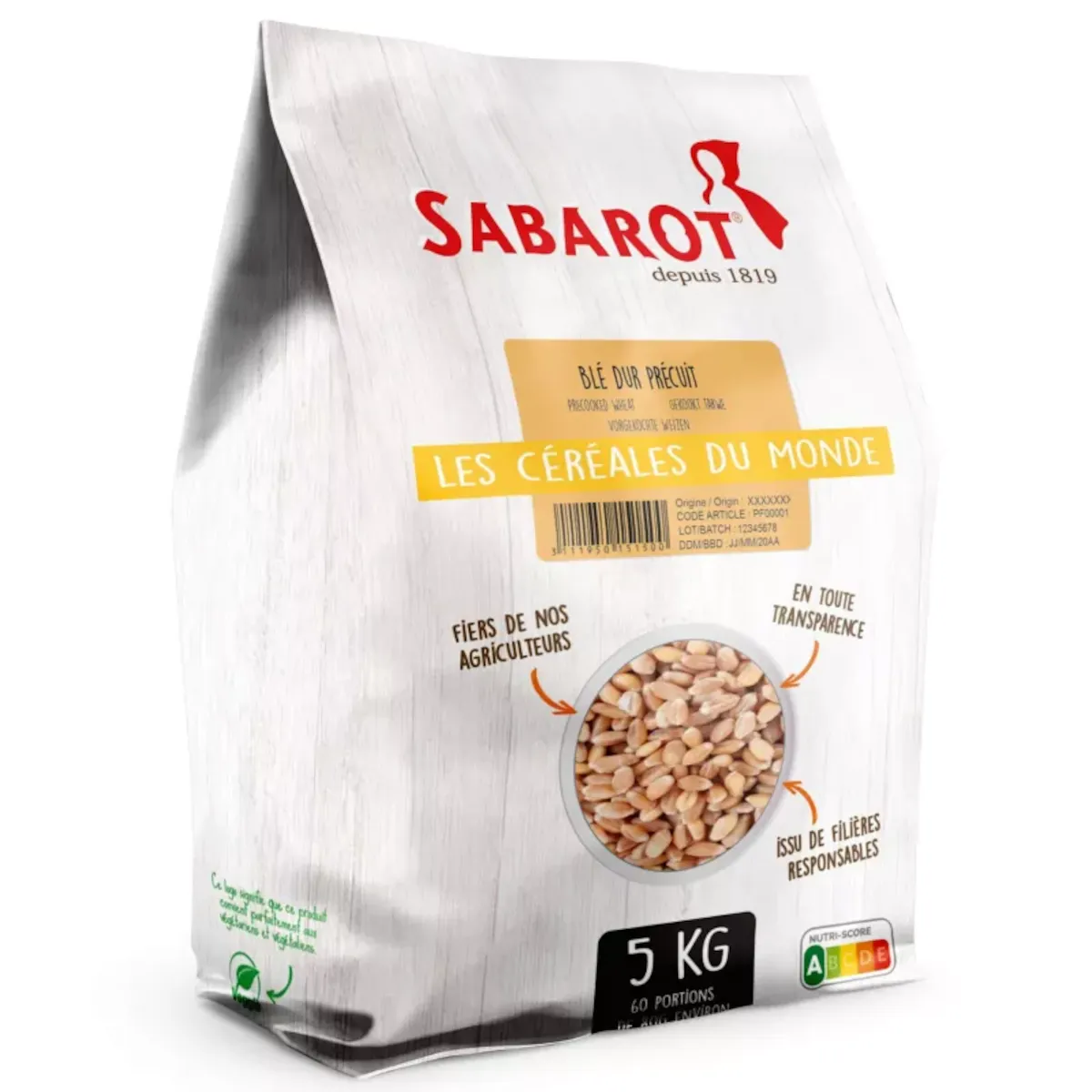 GRAINS DE BLE DUR PRECUIT 10MIN - SAC 5KG