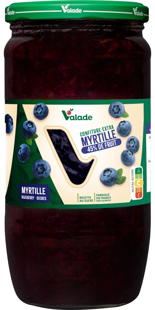 CONFITURE EXTRA  MYRTILLE 45% DE FRUITS - LE BOCAL DE 1KG
