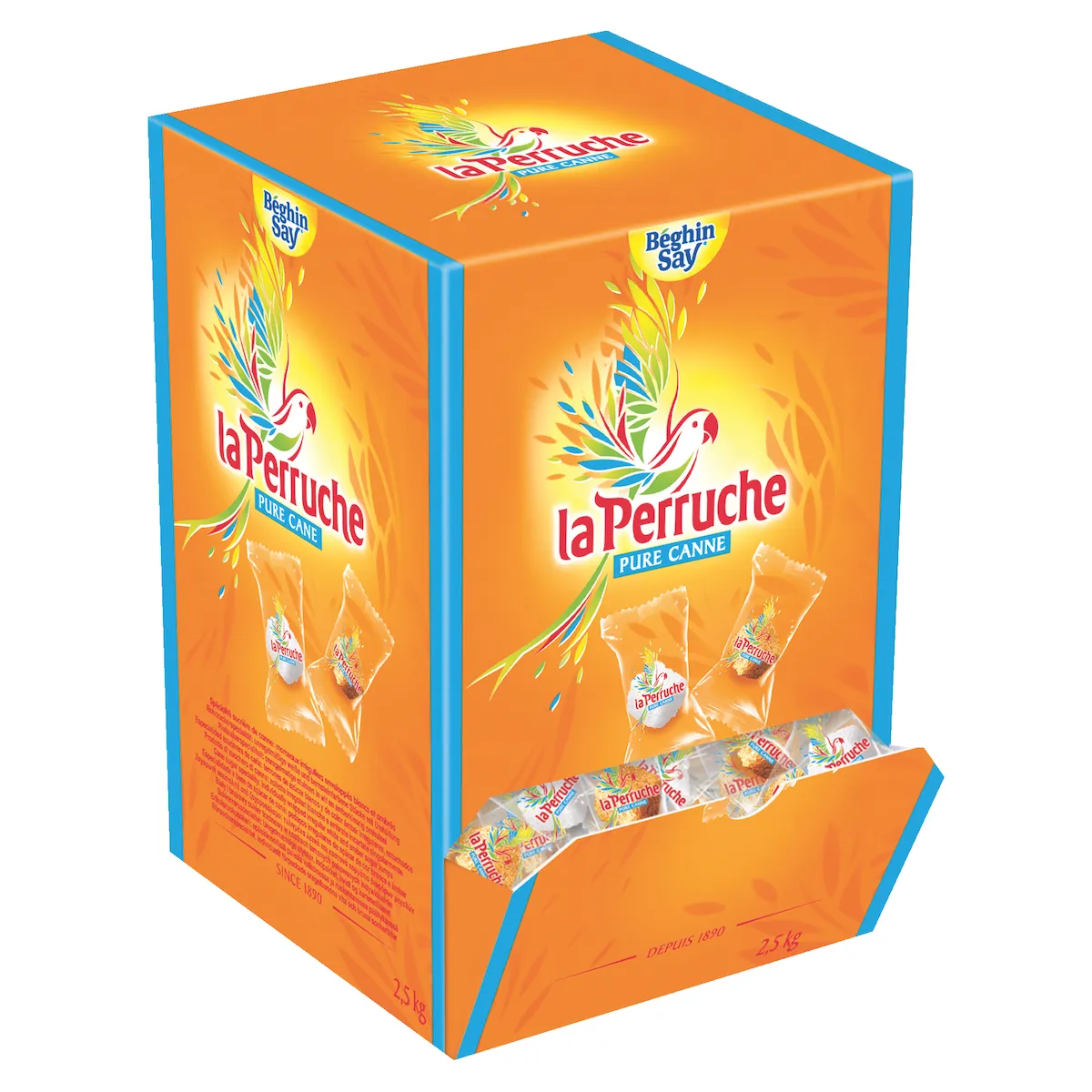 SUCRE MORCEAUX LA PERRUCHE ENVELOPPES CARTON 2,5KG - AMBRE/BLANC
