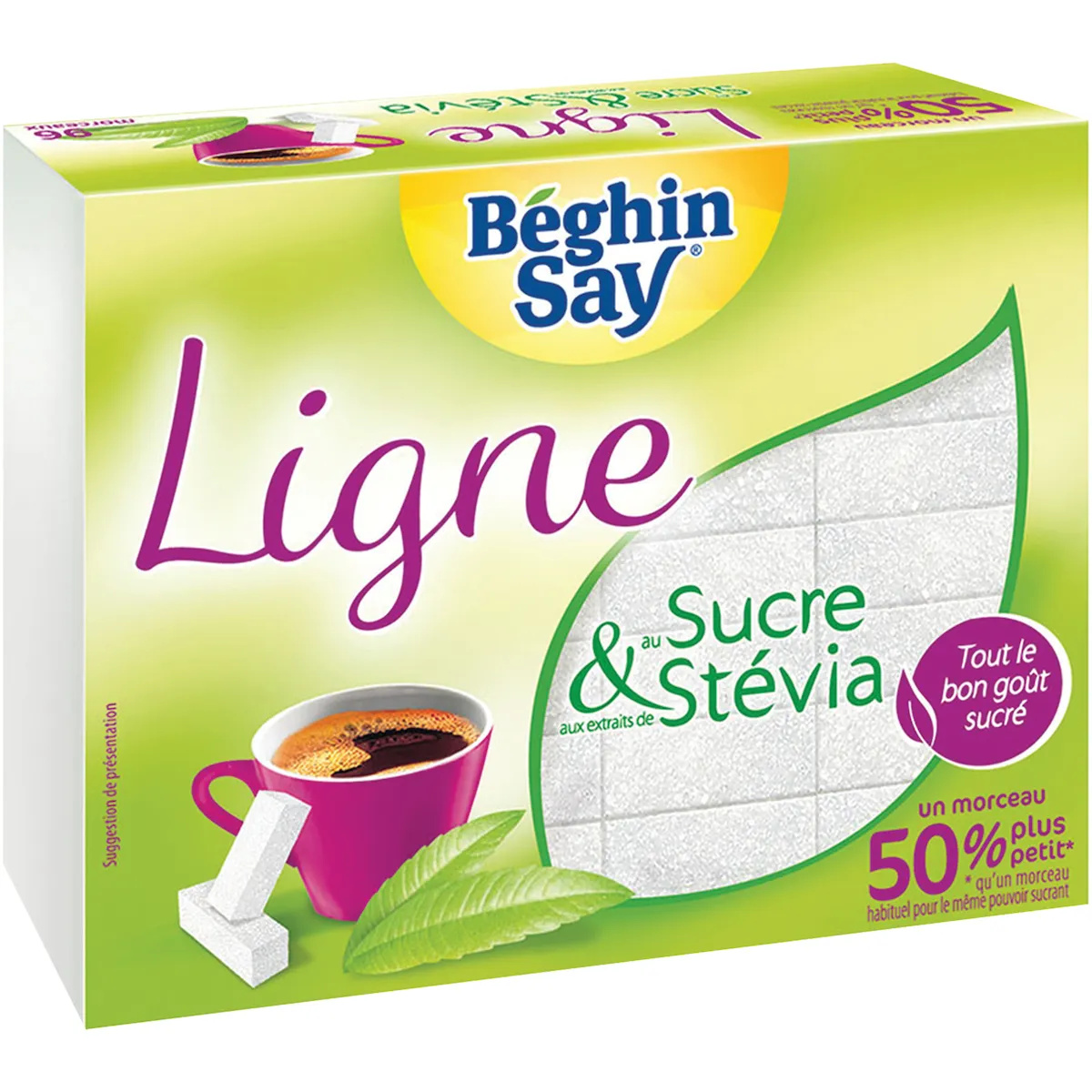 LIGNE MORCEAUX BLANCS AUX EXTRAITS DE PLANTES DE STEVIA BOITE 250G
