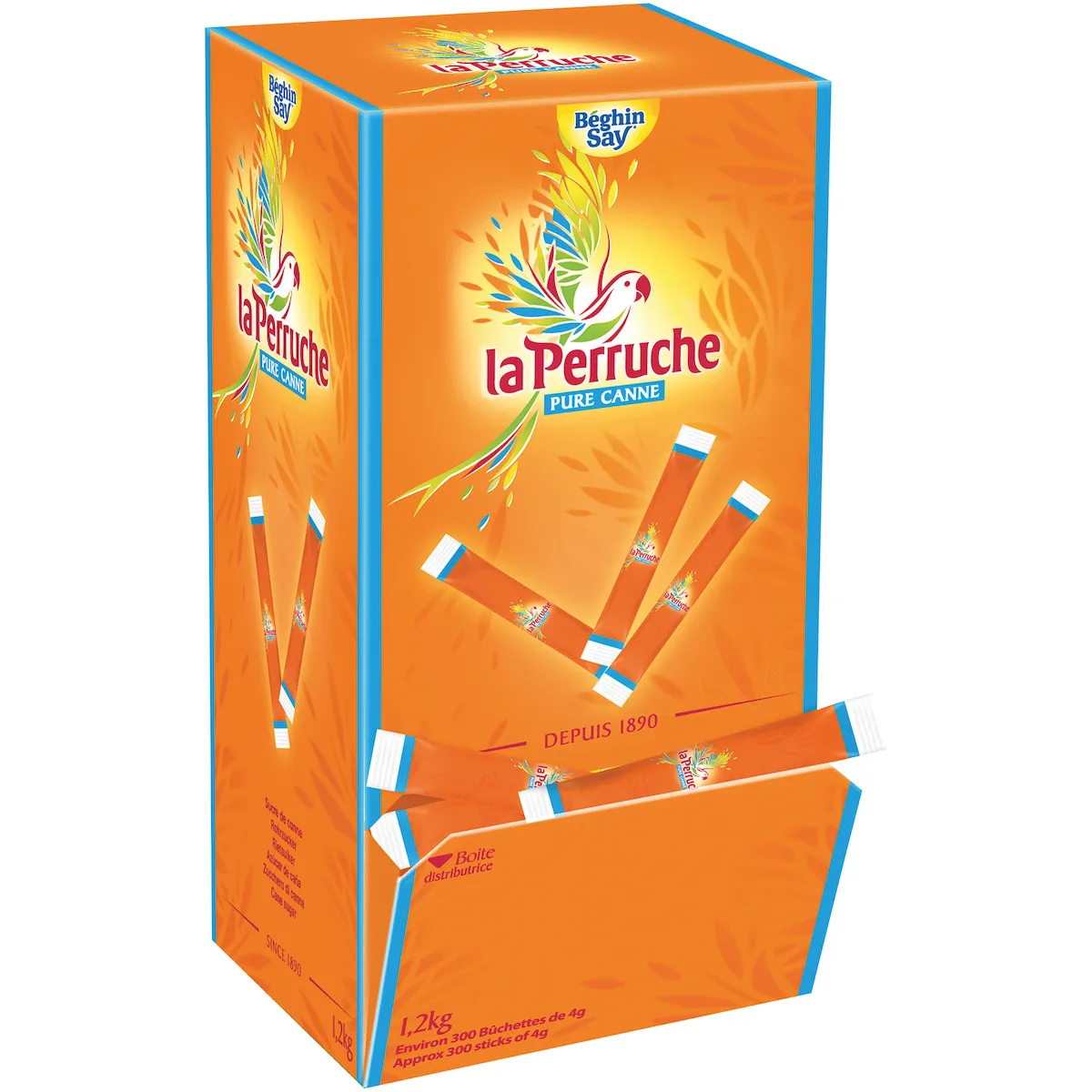 SUCRE CANNE 300 BUCHETTES DE 4G  - CARTON 1,2KG