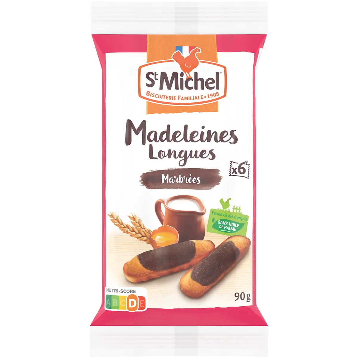 MADELEINE LONGUE AU CHOCOLAT OEUFS FRAIS FRAIS - BARQUETTE DE 6 DE 90G
