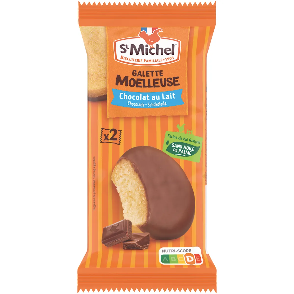 GALETTE MOELLEUSE NAPPEE CHOCOLAT - SACHET DE 2 BISCUITS - 60G