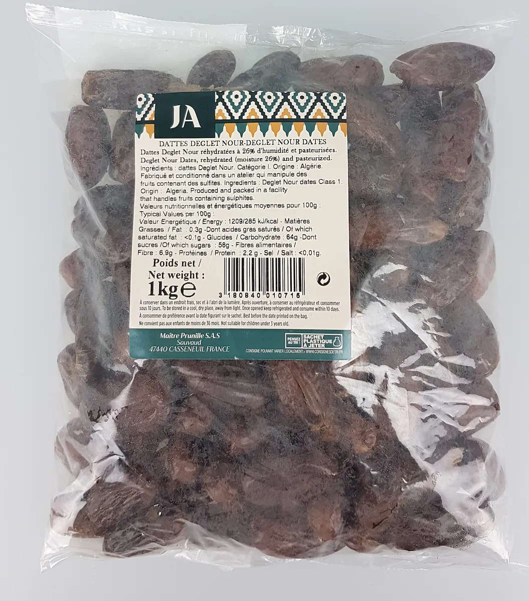 DATTE DEGLET NOUR MOELLEUSE 15%INFEST.  SACHET 1KG