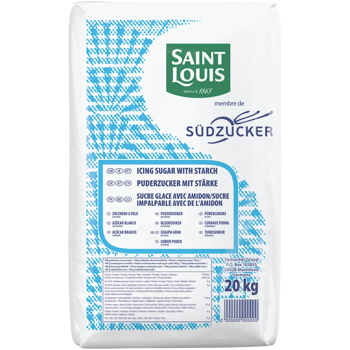 SUCRE GLACE AVEC AMIDON SAC 20KG