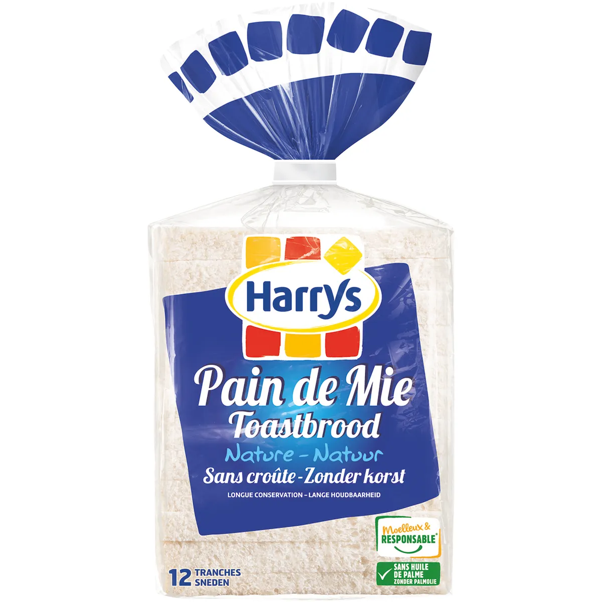 PAIN DE MIE SANS CROUTE 12 X 12  - PAQUET DE 12 TRANCHES 500G