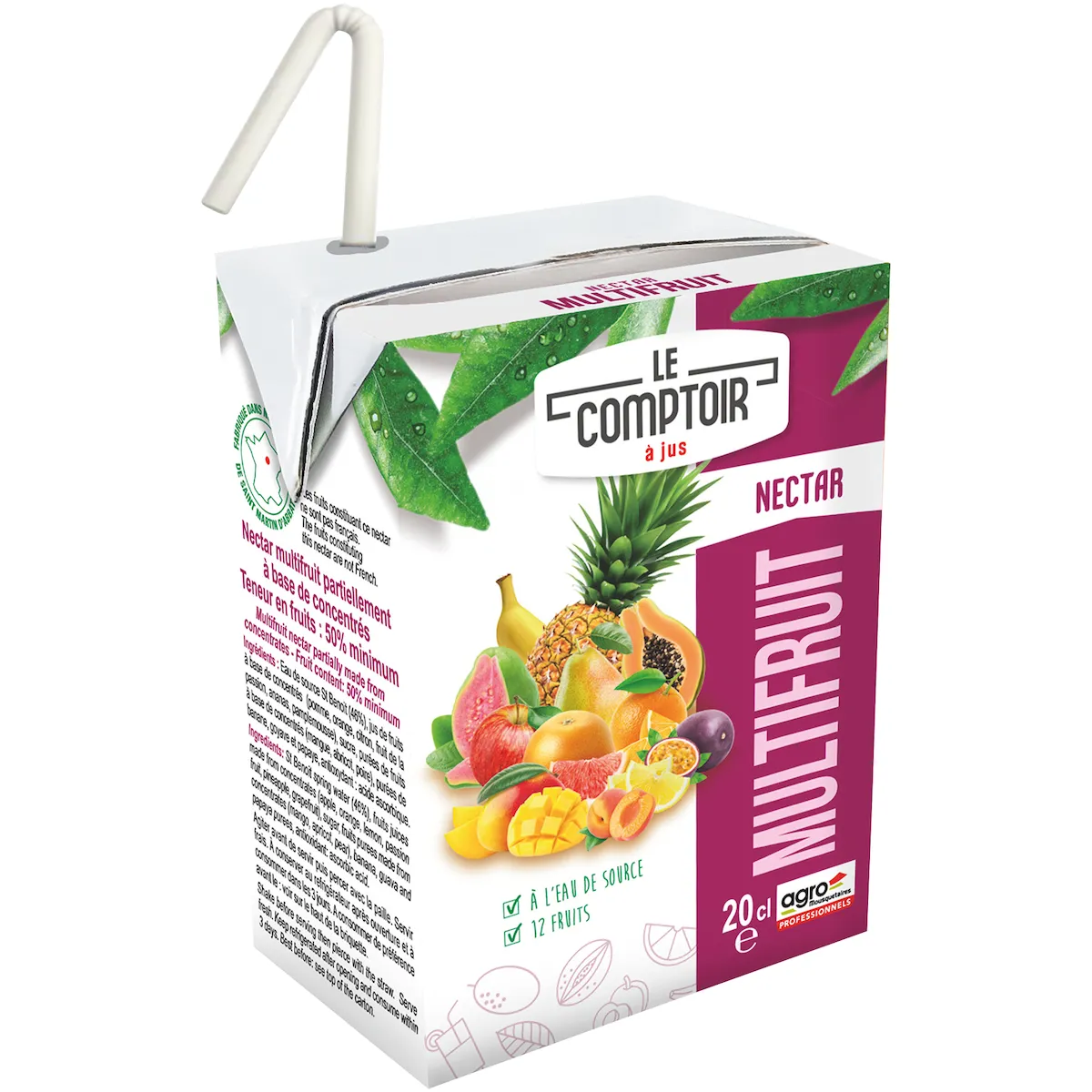 JUS DE FRUITS BRIQUETTES 6X20CL LE COMPTOIR NECTAR MULTIFRUITS