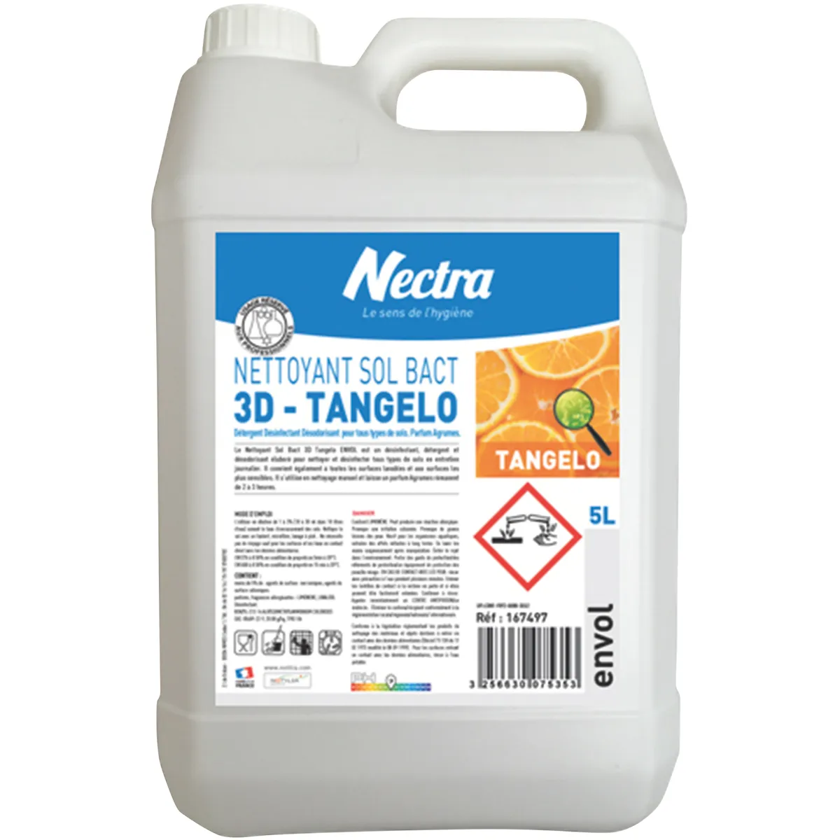 NETTOYANT SOL 3D TANGELO ENVOL PARFUM AGRUME COULEUR ORANGE - 5L