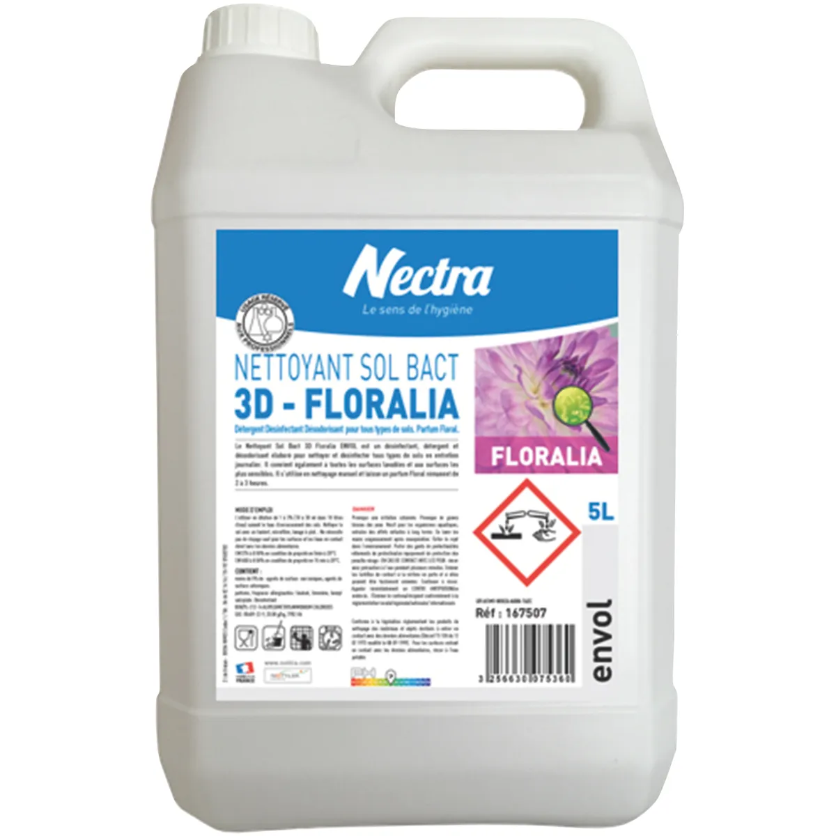 NETTOYANT  SOL 3D FLORALIA ENVOL PARFUM FLORAL COULEUR ROSE - 5L