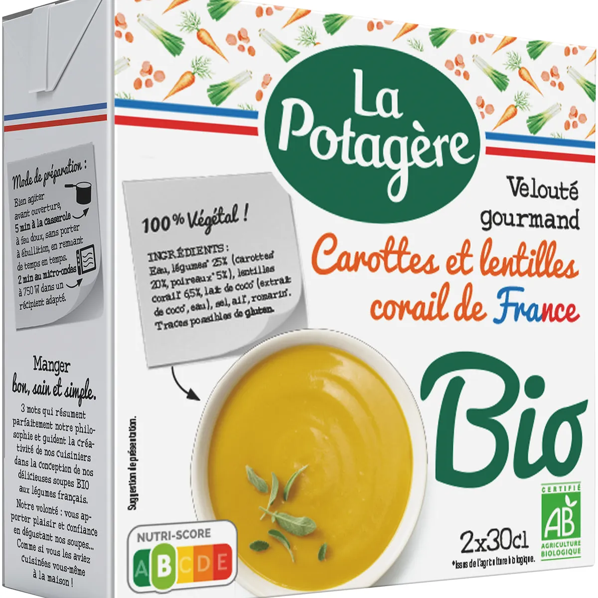 VELOUTE GOURMAND DE CAROTTES ET LENTILLES CORAIL BRQ 30CL X2