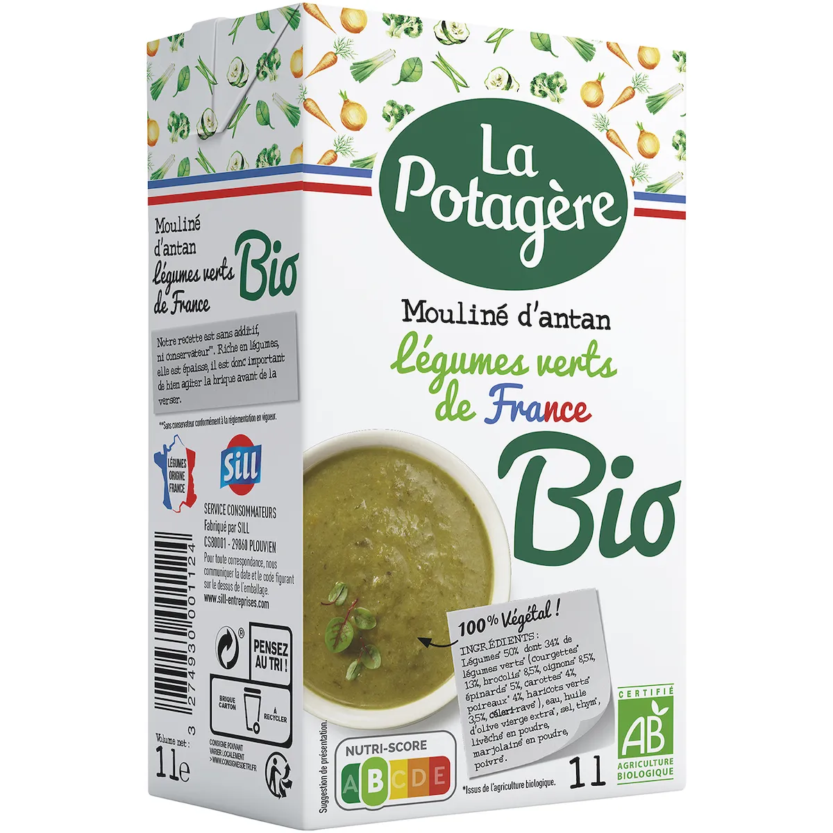 MOULINE D ANTAN AUX LEGUMES VERTS BIO 100% FRANCE BRQ 1L