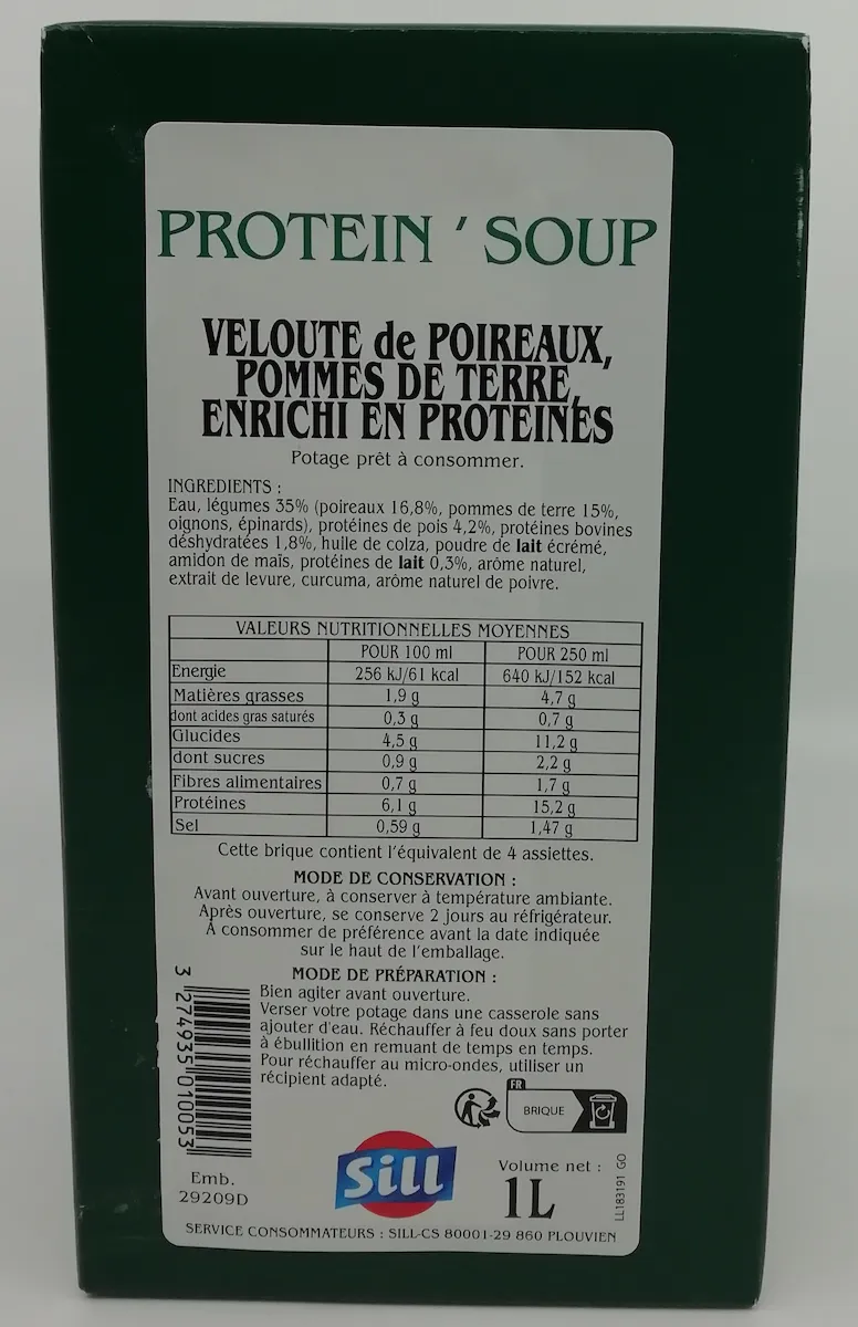 VELOUTE POIREAUX POMME DE TERRE PROTEINE 1L PROT SOUP