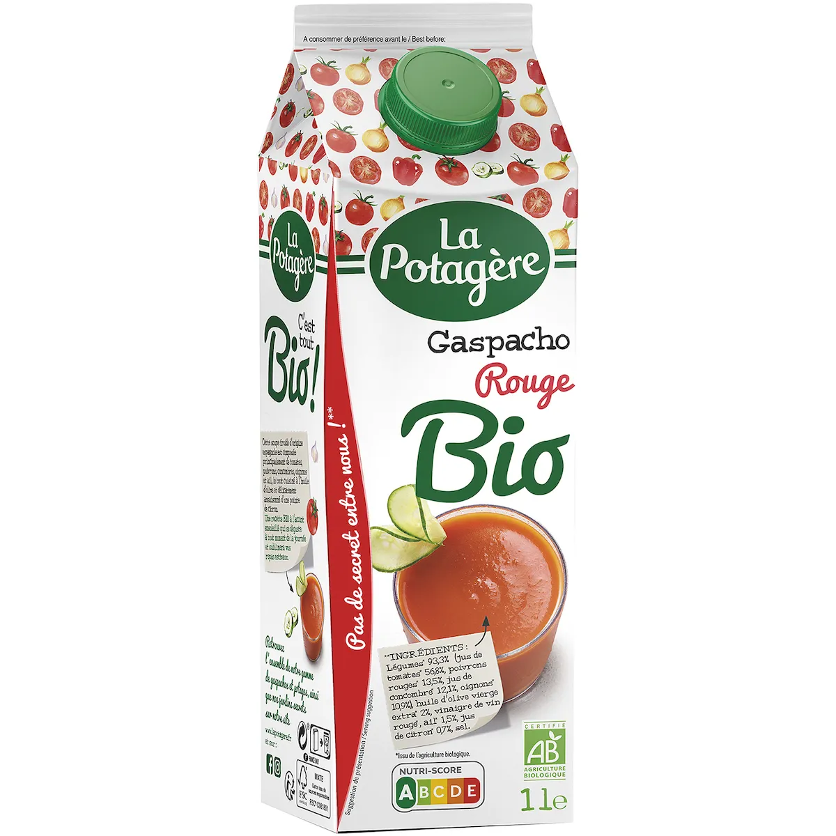 GASPACHO ROUGE BIO BRQ 1L AVEC BOUCHON A VIS