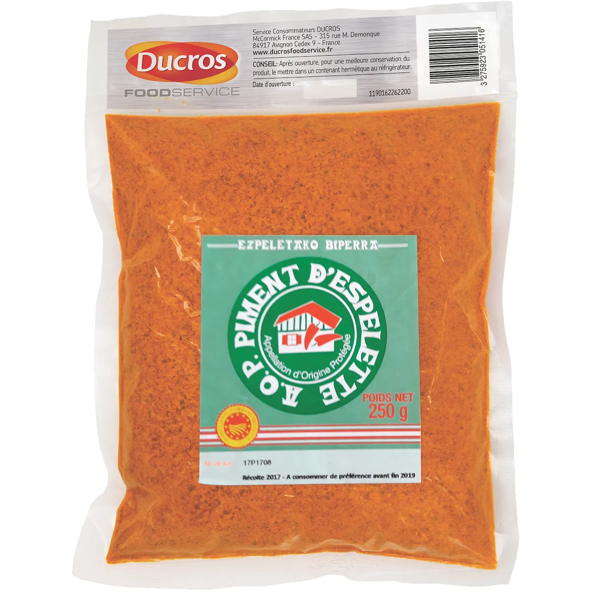 PIMENT D ESPELETTE AOP BOITE DUC DE 250G