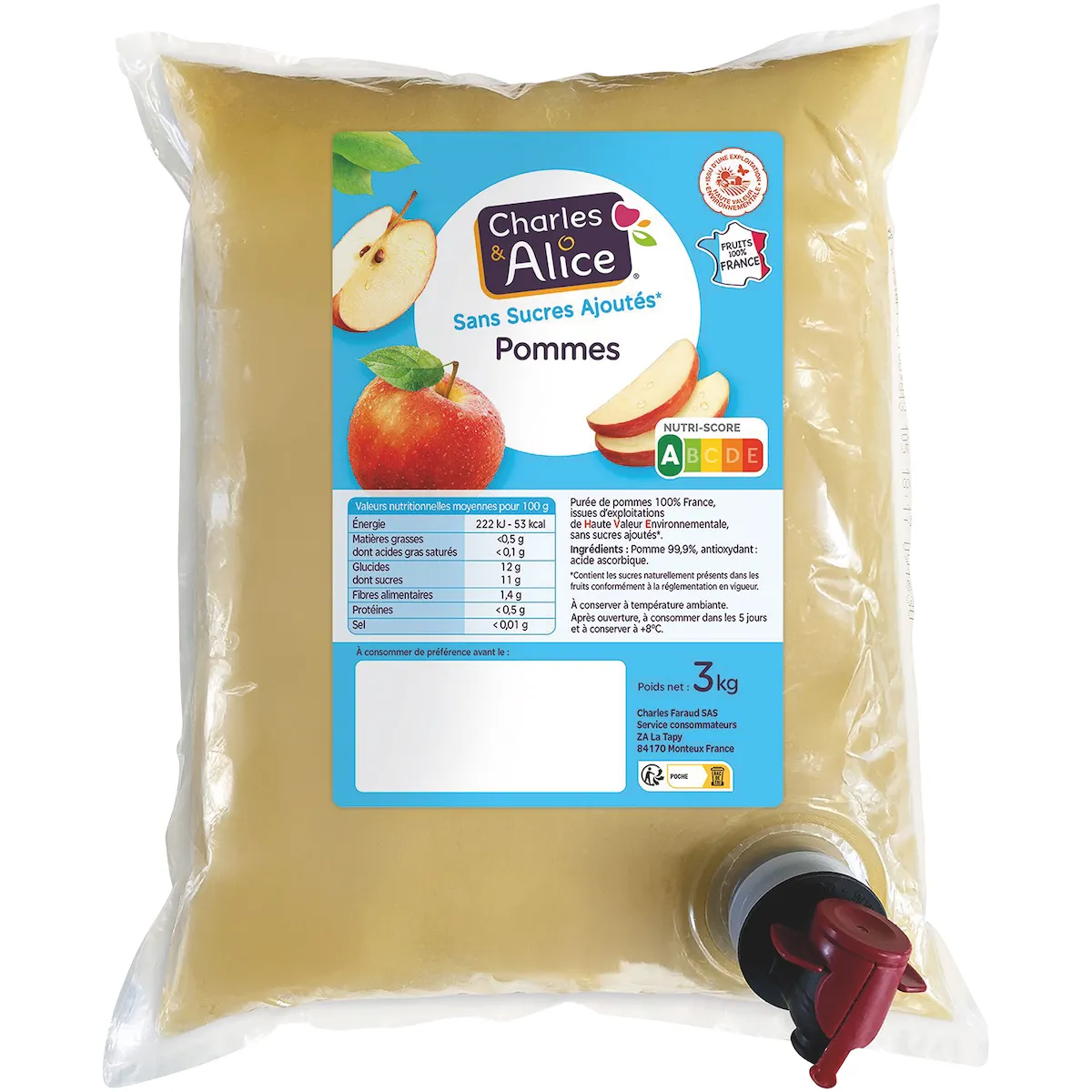 PUREE DE POMME SSA HVE POCHE 3KG