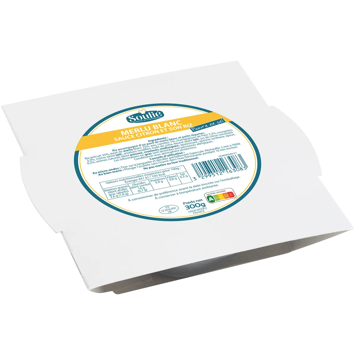 MERLU BLANC SAUCE CITRON RIZ CUISINE & PETITS LEGUMES  300G