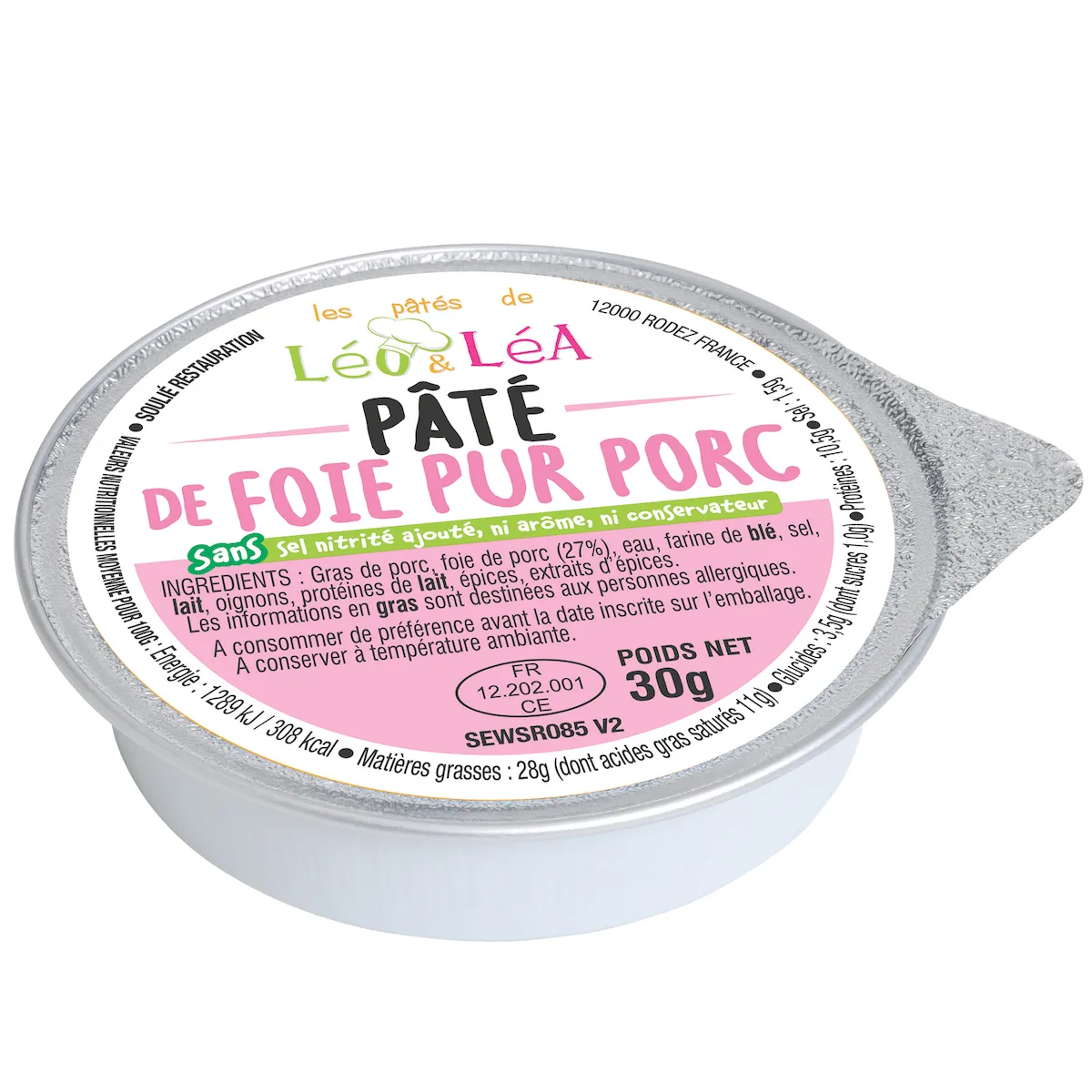 PATE DE FOIE PUR PORC 30G