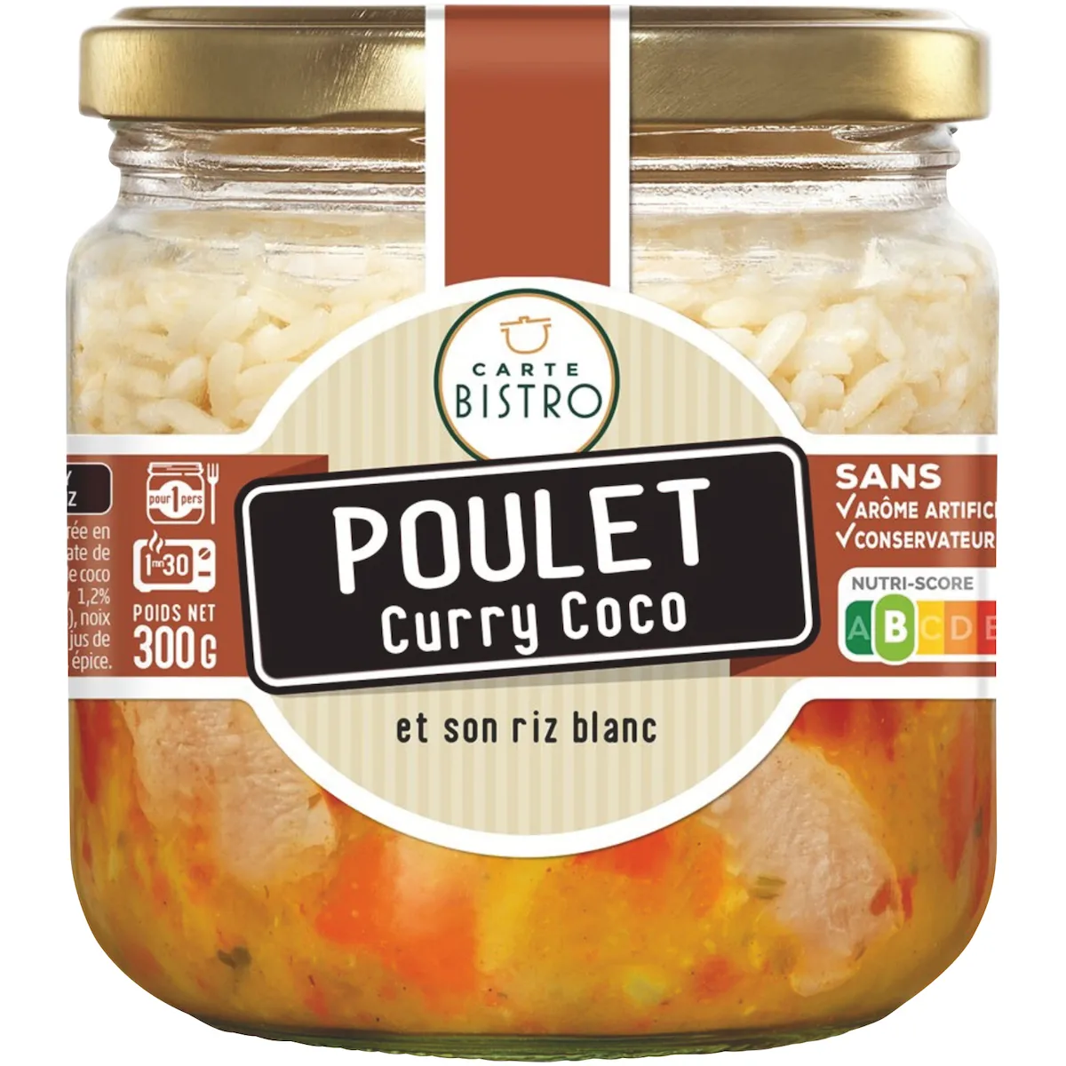 POULET CURRY COCO RIZ BLANC A LA THAILANDAISE 300G