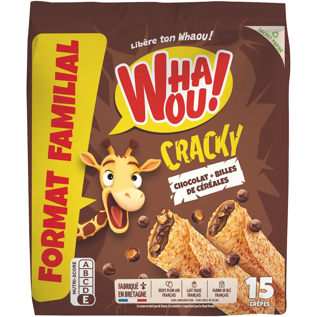 CREPE CHOCOLAT CRACKY INDIVIDUELLE DE 32G - SACHET DE 15