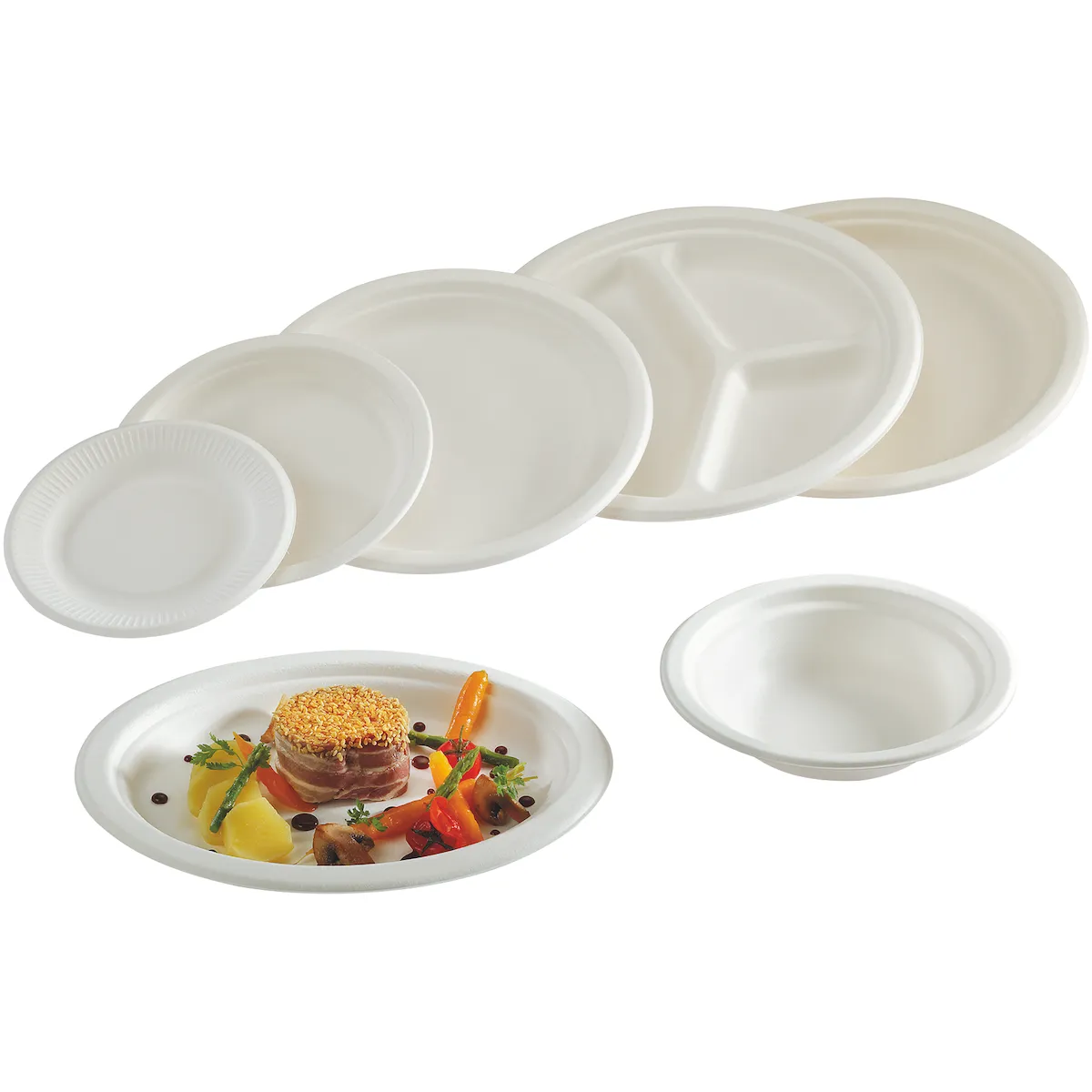 ASSIETTES RONDES (FIBRES VEGETALES) D230 - RONDOPACK - SCT:50