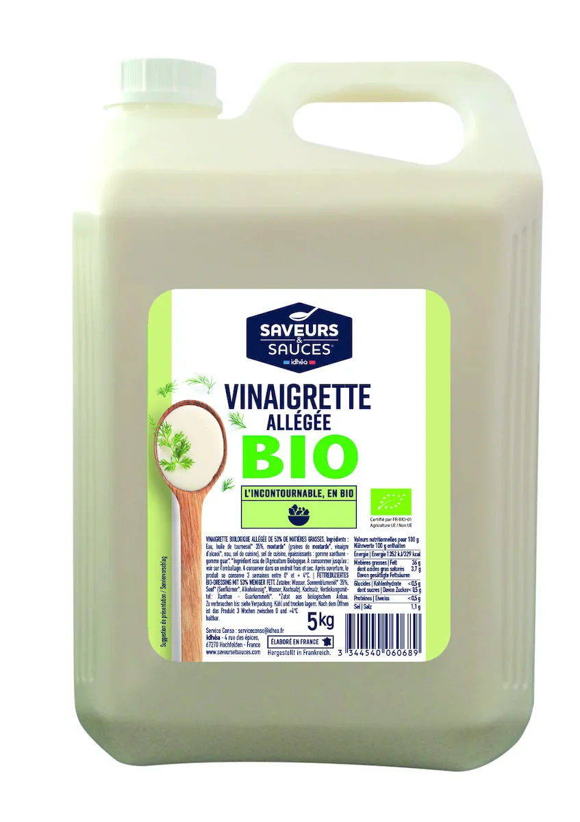 SAUCE VINAIGRETTE ALLEGEE BIO - BIDON DE 5L