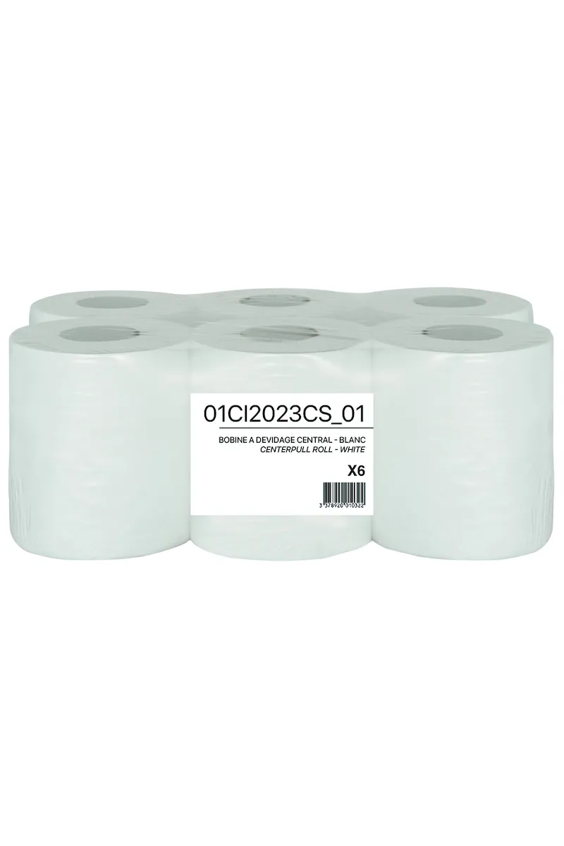 BOBINE BLANCHE 450 FMTS 2 PLIS COLLES 17X17CM 6 BOBINES/COLIS