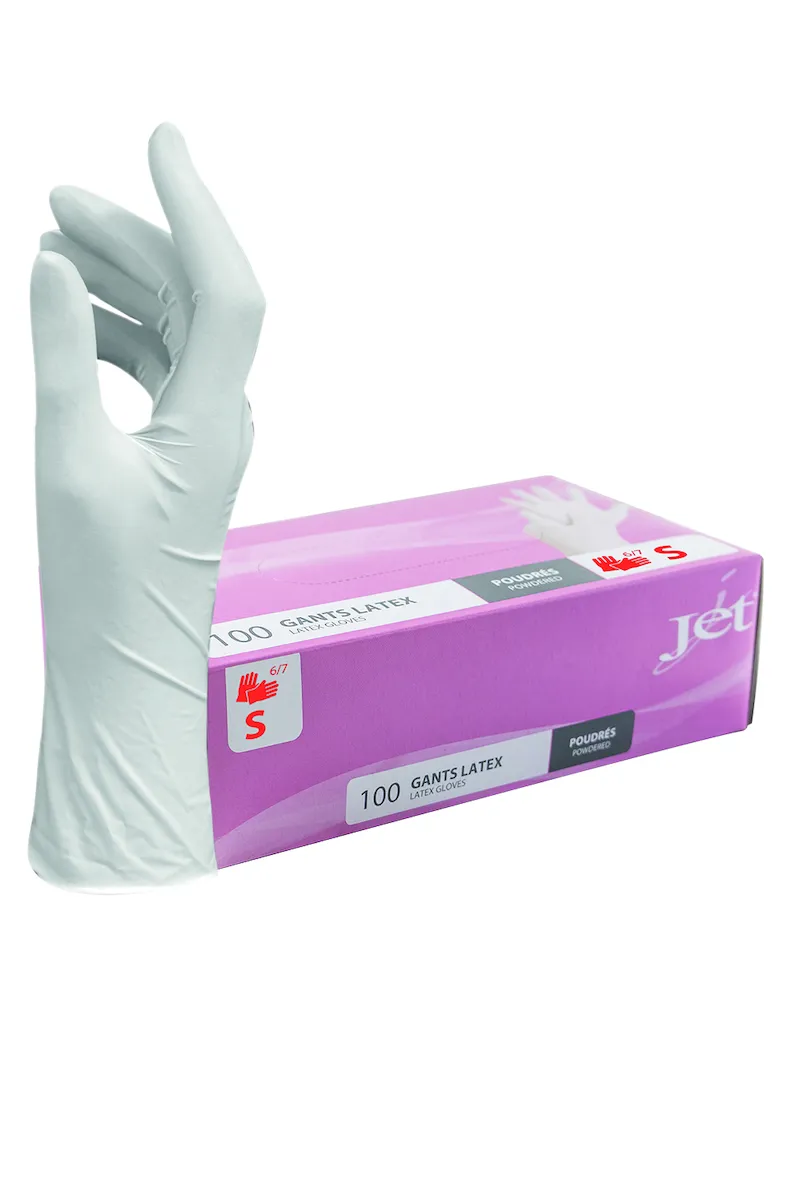 GANT LATEX NATUREL POUDRÉ T 7/S- BOITE DE 100