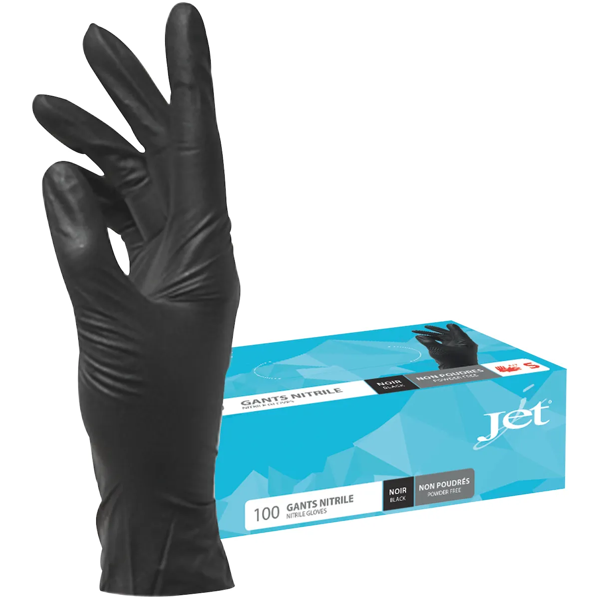 GANT NITRILE NOIR NON POUDRÉ T 8/M - BOITE DE 100
